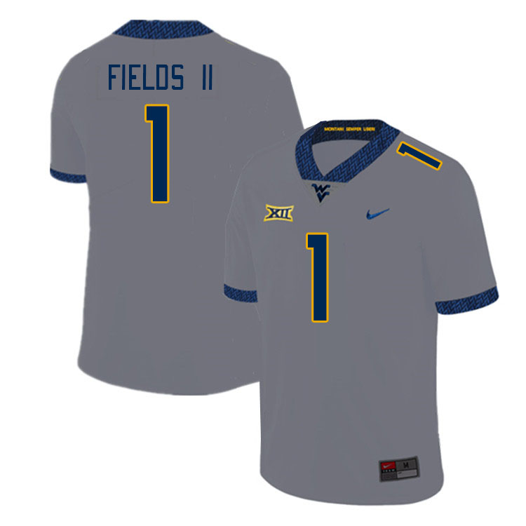 West Virginia Mountaineers #1 Tony Fields II College Football Jerseys Stitched Sale-Grey